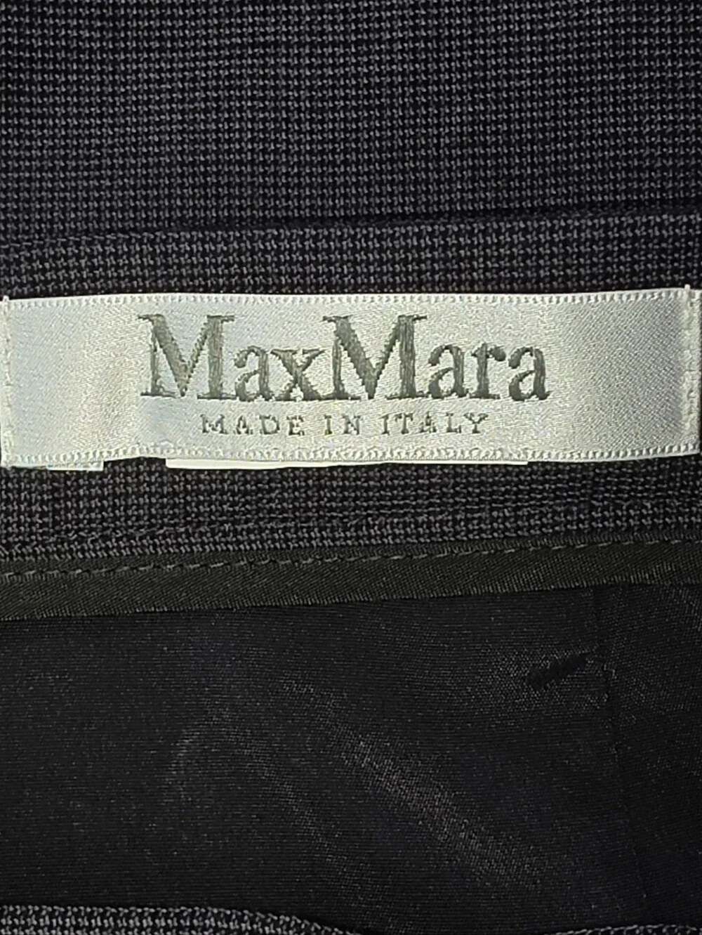 Vintage Max Mara Wool Micro Plaid Pencil Skirt Grey Black Small